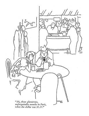 Humorous Parisian Cafe Sketch Drawing