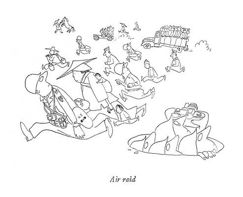 Combat Drawing - Air Raid by Saul Steinberg
