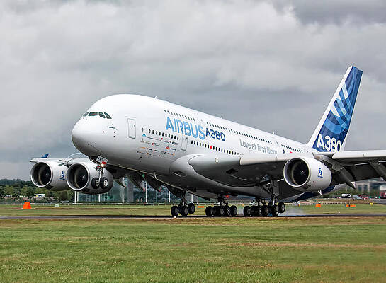 Sky Wall Art featuring the photograph Airbus A380 Landing by Shirley Mitchell