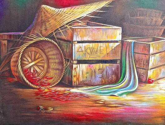 Wall Art featuring the painting Akwele's Box by Amakai