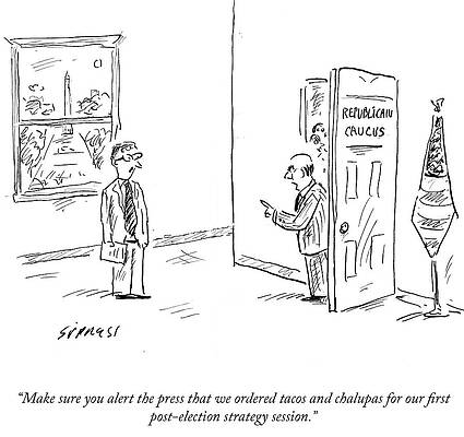 Fast Drawing - Alert The Press That We Ordered Tacos And Chalupas by David Sipress