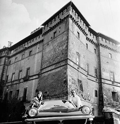 Vintage Car and Castle Setting Photograph