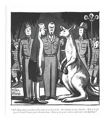 Round Drawing - All Right, Men, You Know The Rules As Well by Peter Arno