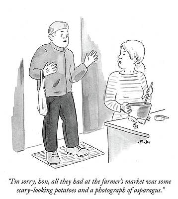 Asparagus Drawing - All They Had At The Farmer's Market by Emily Flake