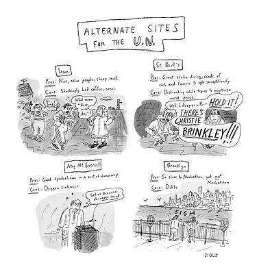 Iowa Wall Art featuring the drawing Alternate Sites For The U.n by Roz Chast