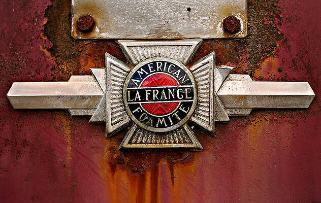Wall Art featuring the photograph American LaFrance Foamite Badge by Mary Jo Allen