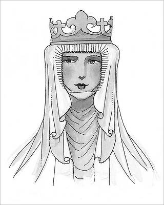 Crown Wall Art featuring the digital art An Abbess Modeling A Historical Costume by Claire Avery