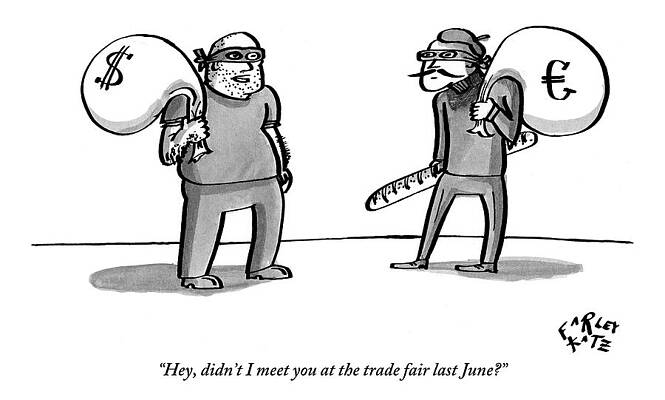 France Drawing - An American Thief Holding A Bag With A Dollar by Farley Katz