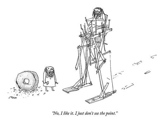 Cavemen Discuss Contraption Drawing