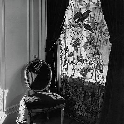 Vintage Chair by Lace Curtain Photograph