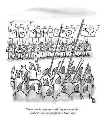 Duck God vs Rabbit God Battle Drawing