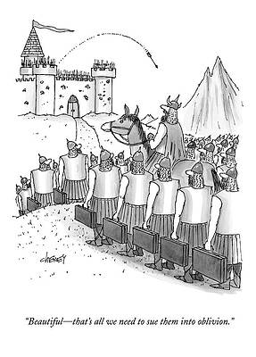 Medieval Warriors with Briefcases Wall Art