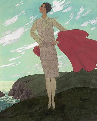 Red Digital Art - An Illustration Of A Young Woman For Vogue by Pierre Brissaud