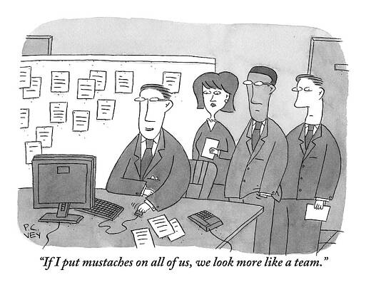 Professional Drawing - An Office Worker Sits At His Computer by Peter C. Vey