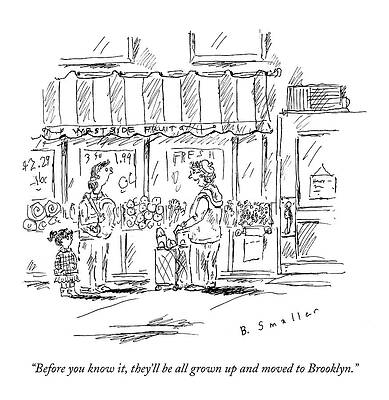 Humorous Fruit Stand Encounter Drawing