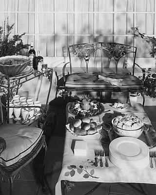 Fork Wall Art featuring the photograph An Outdoor Dining Set Up by Haanel Cassidy