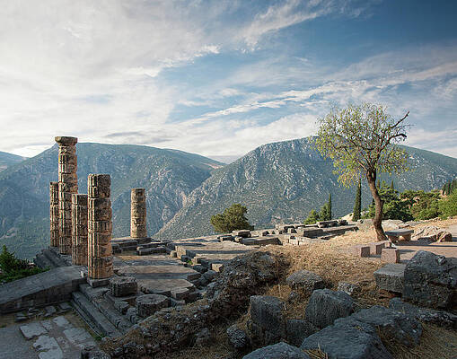Ancient Ruins in Mountainous Landscape Wall Art