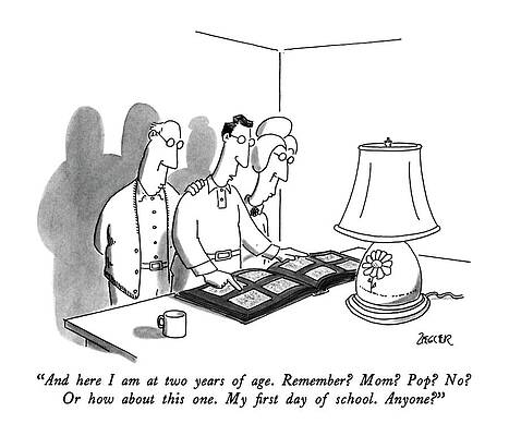 Memory Wall Art featuring the drawing And Here I Am At Two Years Of Age.  Remember? by Jack Ziegler