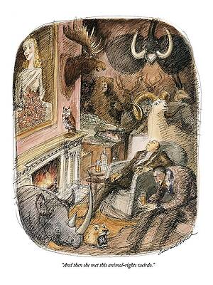 Quirky Animal Trophy Room Drawing