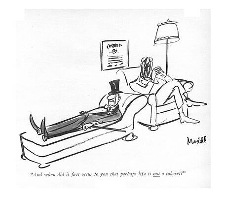 Therapist and Top Hat Client Cartoon Wall Art