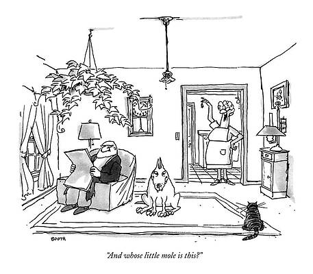 Humorous Living Room Scene with Pets Wall Art