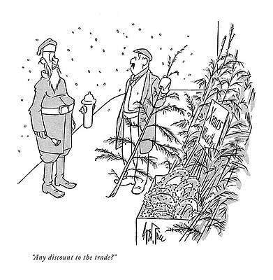 Santa Claus Wall Art featuring the drawing Any Discount To The Trade? by George Price