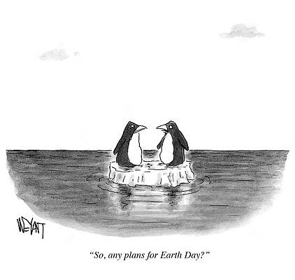 Penguins Discuss Earth Day Drawing