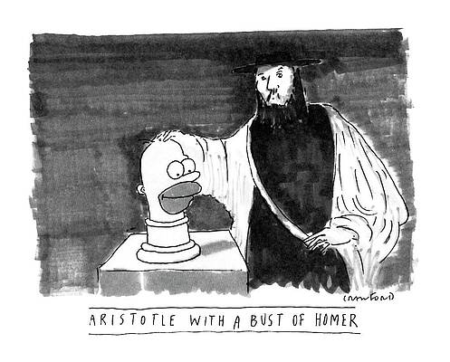Aristotle with Homer Simpson Bust Drawing
