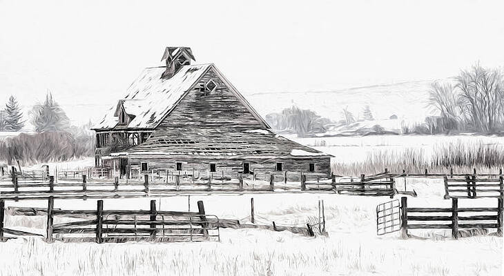 Sky Photograph - Artistic Winter Barn by Mary Jo Allen