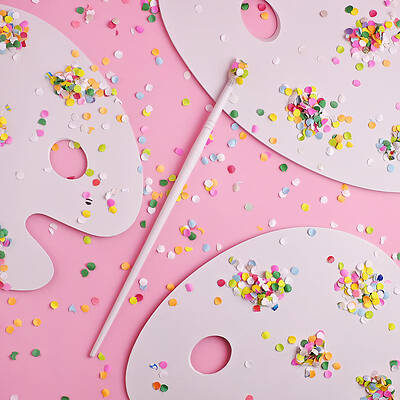 Wall Art featuring the photograph Artists Palettes With Confetti by Juj Winn