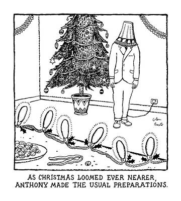 Near Wall Art featuring the drawing As Christmas Loomed Ever Nearer by Glen Baxter