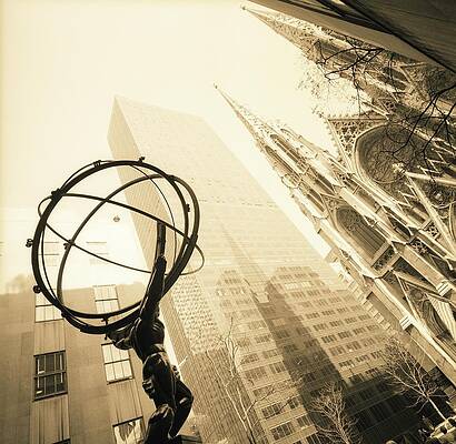 Atlas Wall Art featuring the photograph Atlas Sculpture In New York City by Horst P. Horst