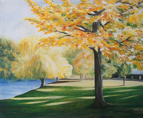 Sky Painting - Autumn At Lake Explanade by Jane See