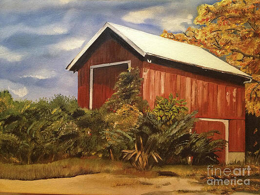 Painting - Autumn - Barn - Ohio by Jan Dappen
