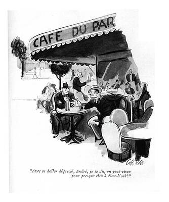Café Conversation in Paris Drawing