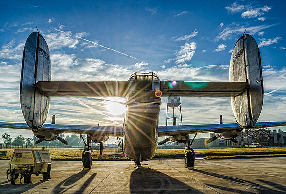 Sunrise Wall Art featuring the photograph B-24 Tail 2 by David Hart