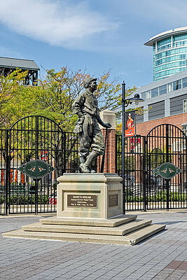 Statue of Baseball Legend at Stadium Wall Art