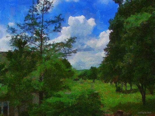 Wall Art featuring the painting Back Yard View by Jeffrey Kolker