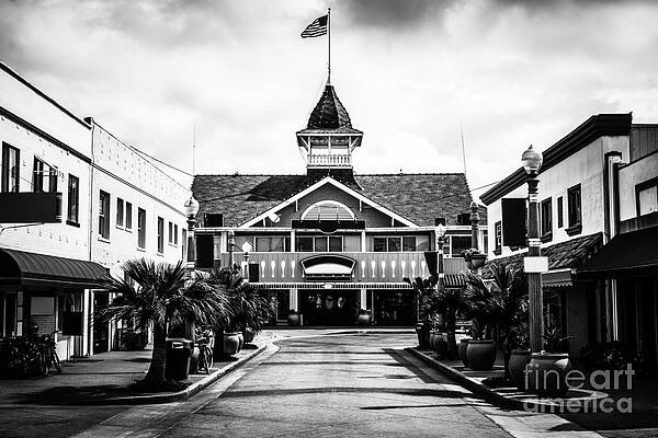 California Wall Art featuring the photograph Balboa California Main Street Black And White Picture by Paul Velgos