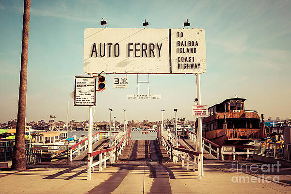 California Wall Art featuring the photograph Balboa Island Ferry Newport Beach Vintage Picture by Paul Velgos