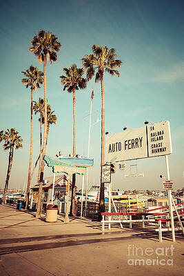 California Wall Art featuring the photograph Balboa Island Ferry Nostalgic Vintage Picture by Paul Velgos