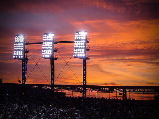 Wall Art featuring the photograph Ballpark At Sunset by Owen Weber