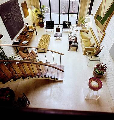 Staircase Photograph - Barbara Jakobson's Living Room by Horst P. Horst
