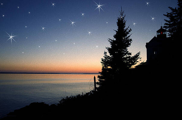 Wall Art featuring the photograph Bass Harbor Lighthouse Silhouette by Crystal Wightman