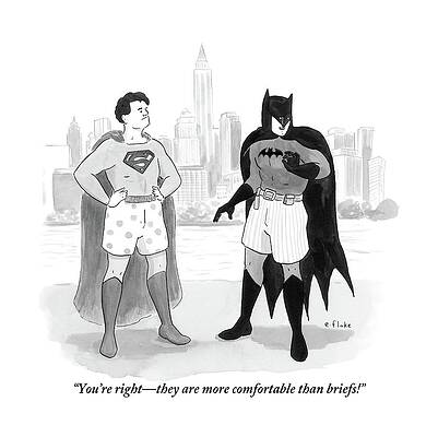 Superman and Batman in Comical Scene Wall Art