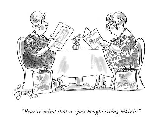 Ladies Reading Magazines at Café Drawing