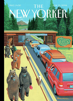 Bears in a Car Queue at Entrance Print
