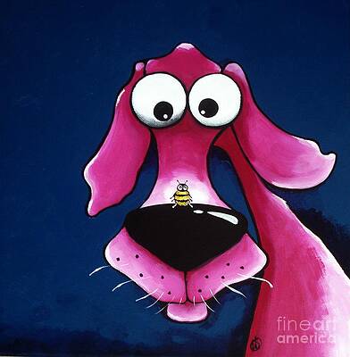 Pink Dog with Bee Wall Art