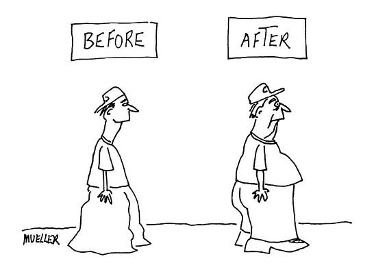 Teen Wall Art featuring the drawing Before And After: by Peter Mueller