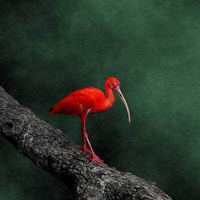 Red Ibis on Tree Branch Wall Art
